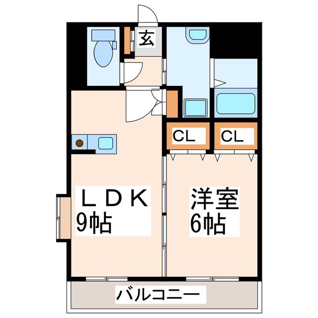 チェリーブラッサム(1LDK/2階)の間取り写真