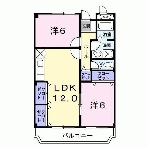 フリーダム中村(2LDK/3階)の間取り写真