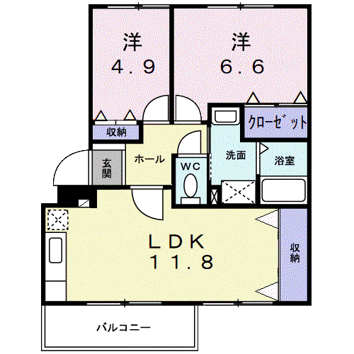ライブタウン多加木(2LDK/3階)の間取り写真