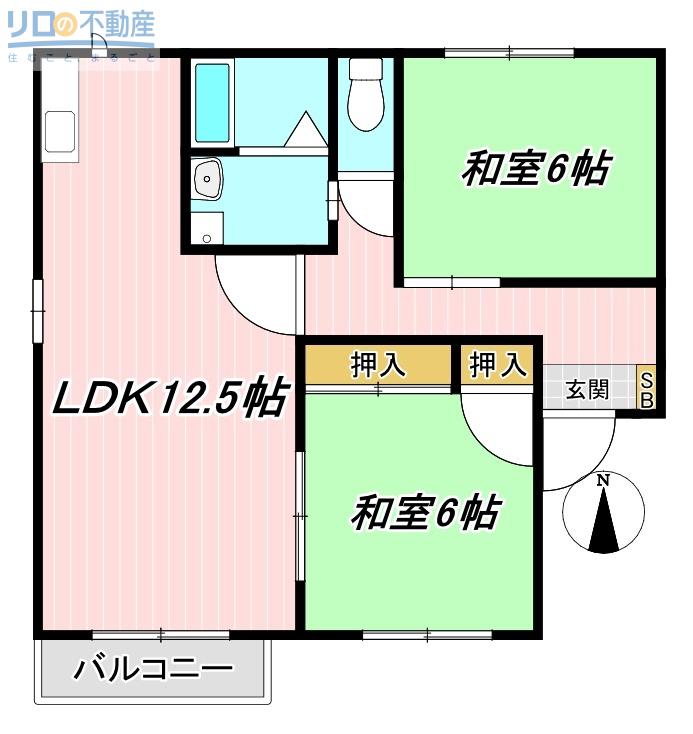 ハイツサトウI・II(2LDK/2階)の間取り写真