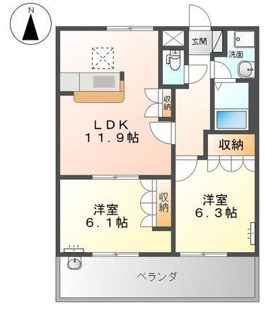 アルファ(2LDK/1階)の間取り写真