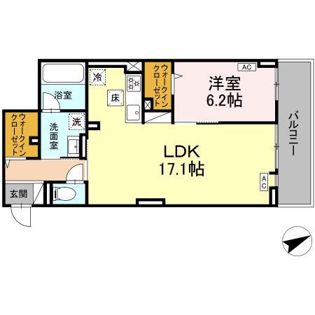 ディーレジデンス稲城(1LDK/1階)の間取り写真