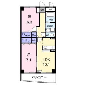 ブルージュ(2LDK/3階)の間取り写真