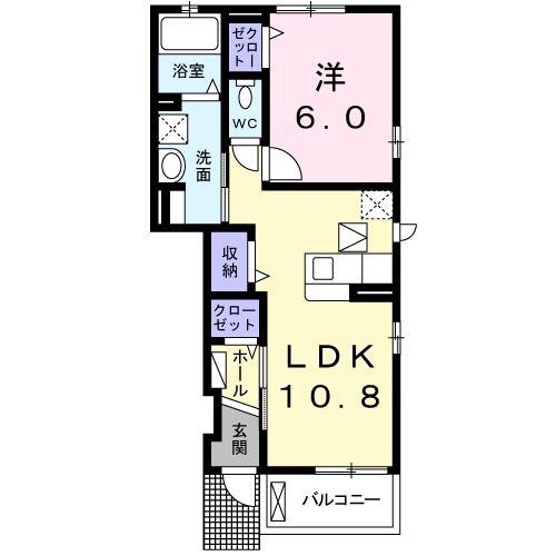 JSリヴァージュII(1LDK/1階)の間取り写真