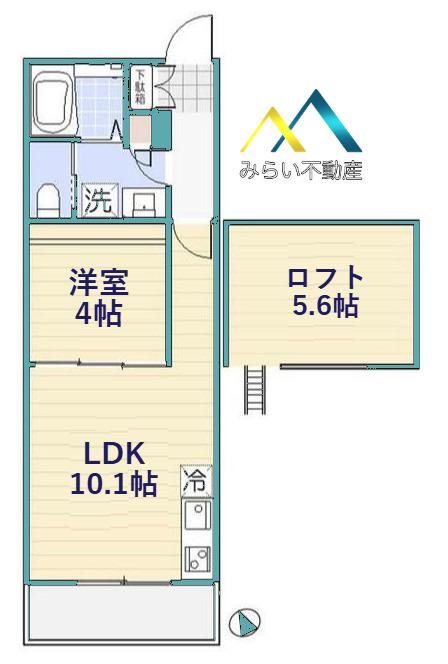 FENICE HAKURAKU(1LDK/2階)の間取り写真