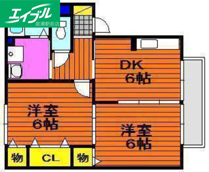パミドール(2DK/2階)の間取り写真