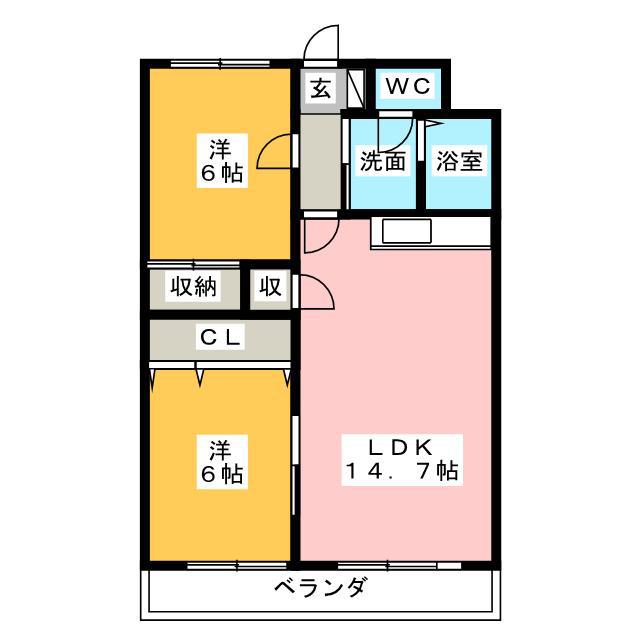 マンション加藤(2LDK/2階)の間取り写真
