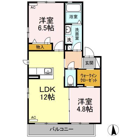 クレール メゾン 西棟(2LDK/2階)の間取り写真