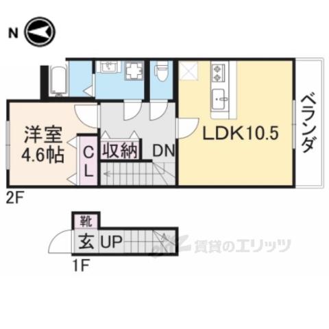 LE CIEL(1LDK/2階)の間取り写真