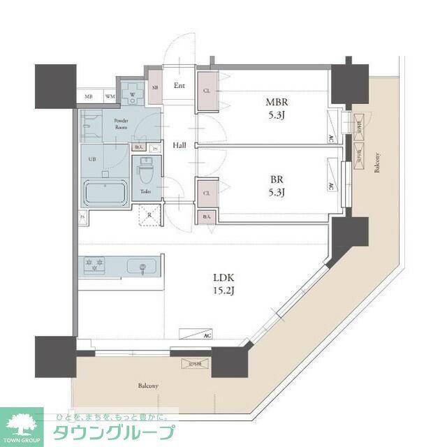 ラグゼナ用賀(2LDK/14階)の間取り写真
