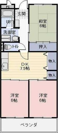 エスポワール武藤(3DK/1階)の間取り写真