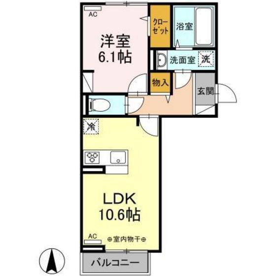 ピアニー(1LDK/2階)の間取り写真