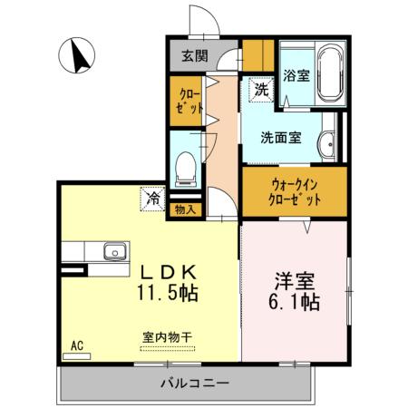 SEJOUR木之庄(1LDK/1階)の間取り写真