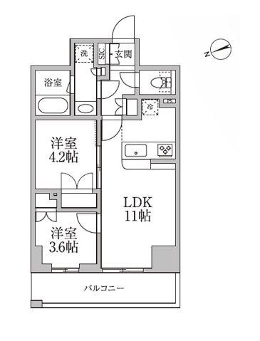 レジディア新御徒町II(2LDK/9階)の間取り写真