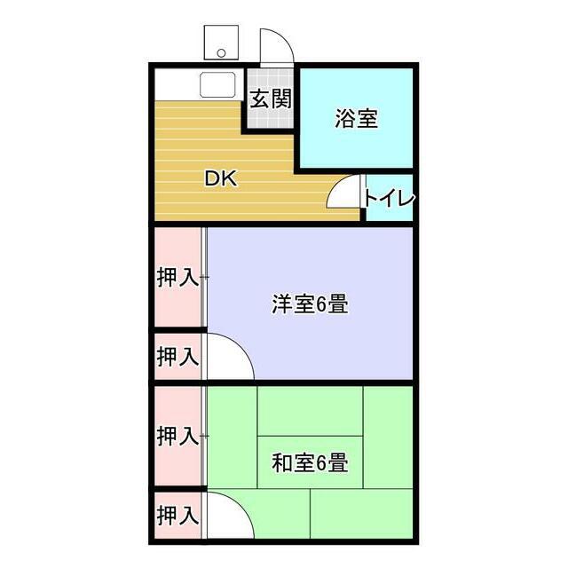守屋アパート(2K/1階)の間取り写真