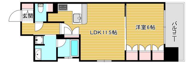 リーガル西長堀II(1LDK/12階)の間取り写真