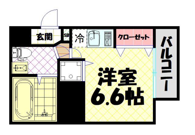 レジディア谷町(ワンルーム/12階)の間取り写真