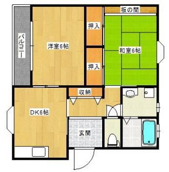 サンシティ宮前(2DK/1階)の間取り写真