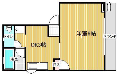 中尾山コーポ(1DK/2階)の間取り写真