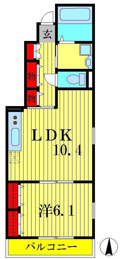 KPSアムール(1LDK/1階)の間取り写真