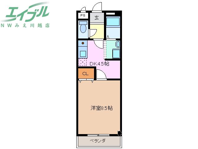 ブランシェ(1DK/3階)の間取り写真