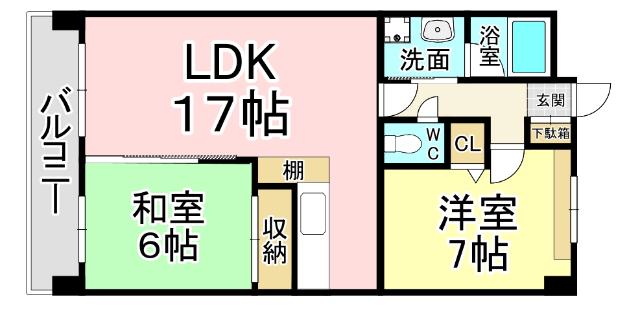 フルーレ嵐山(2LDK/2階)の間取り写真