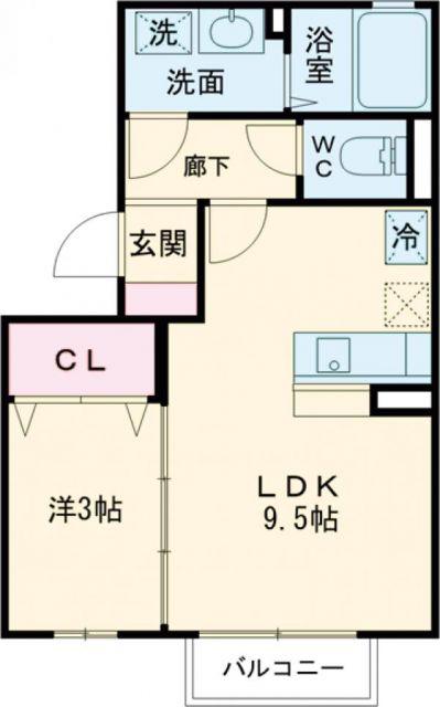ロイヤルクレッセント(1LDK/1階)の間取り写真