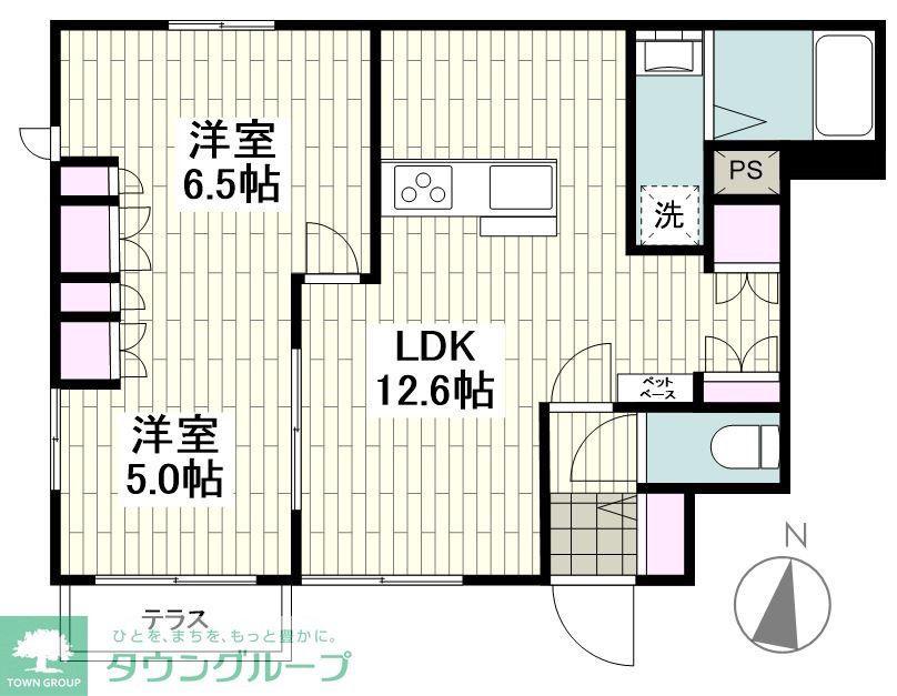 CEDAR YAMATO(2LDK/1階)の間取り写真