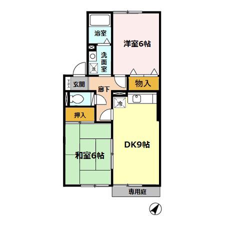 コンフォール里音(2DK/2階)の間取り写真