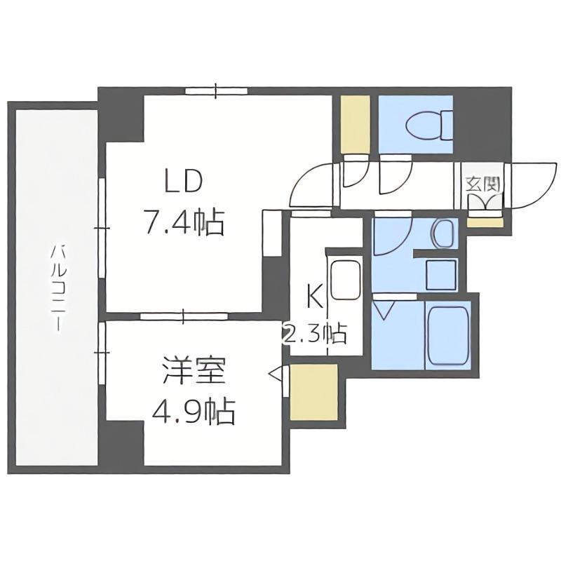 レジディア北2条イーストII(1LDK/3階)の間取り写真