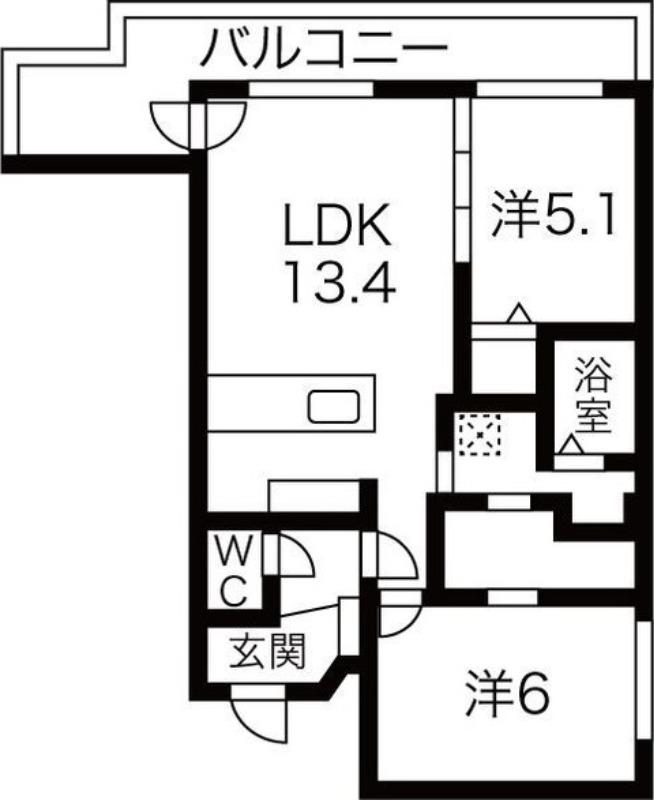 ASSE円山桜並木(2LDK/3階)の間取り写真