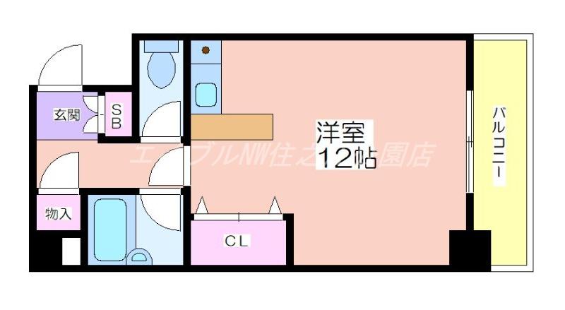 シャトーイズミ(ワンルーム/3階)の間取り写真