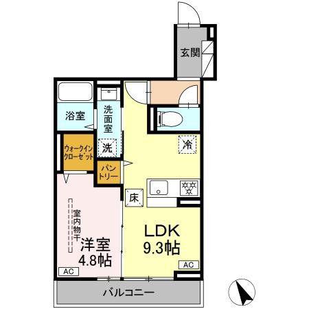D PAINA 鷺沼(1LDK/1階)の間取り写真