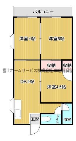 コーポラス清水丘(3DK/2階)の間取り写真