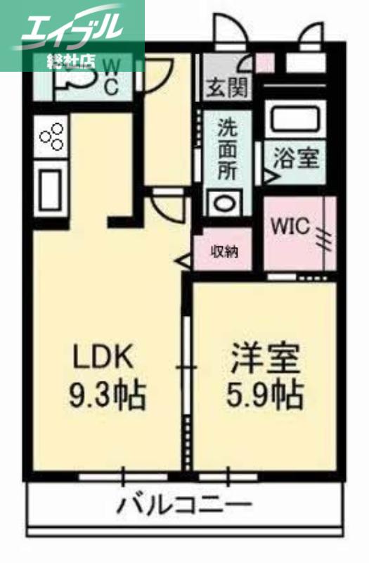ウィスティリアA棟(1LDK/1階)の間取り写真