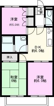 サンフィールドII(3DK/1階)の間取り写真