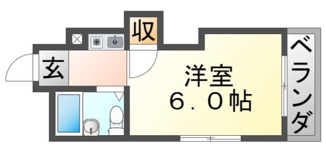 スカイコート(ワンルーム/3階)の間取り写真