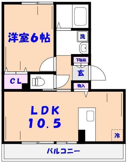 エスポワールII(1LDK/3階)の間取り写真