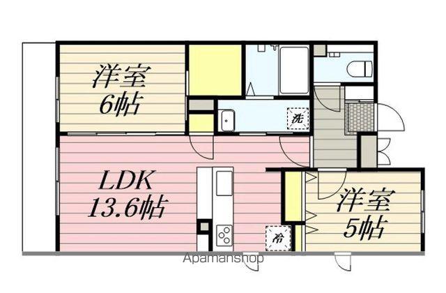 GRAND NINE南宮崎(2LDK/2階)の間取り写真