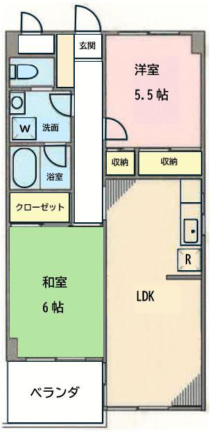 パールグリーン(2LDK/4階)の間取り写真