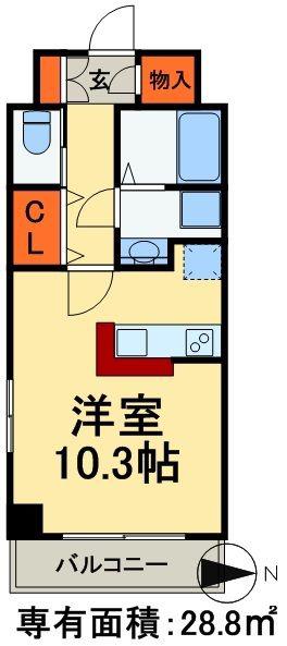 モンリッシュII(1K/2階)の間取り写真
