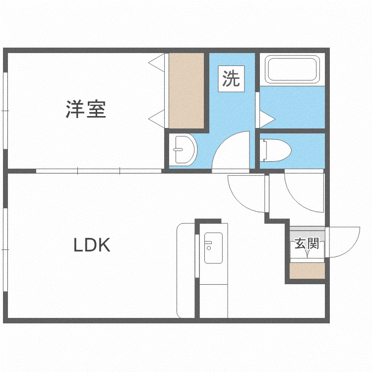 ルネッサンス円山くりの木(1LDK/2階)の間取り写真