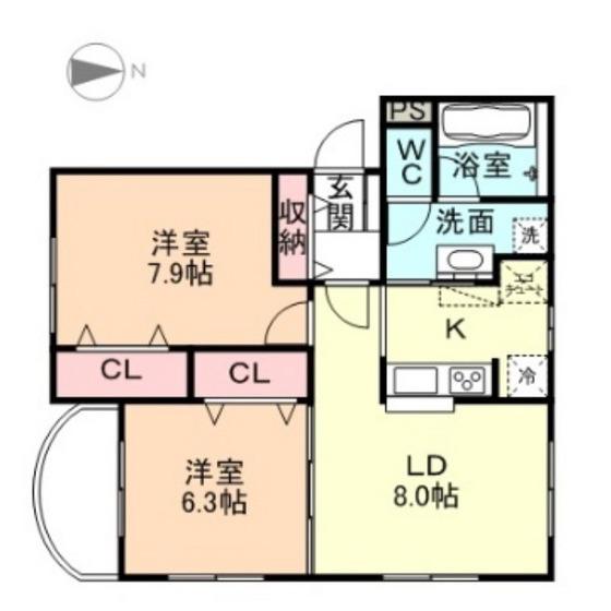 ALBA(2LDK/2階)の間取り写真