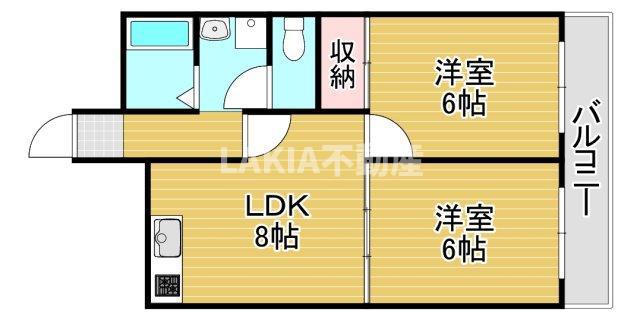 ハビデ深江橋(2LDK/4階)の間取り写真