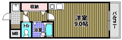 ラ・エスペランサ(ワンルーム/2階)の間取り写真