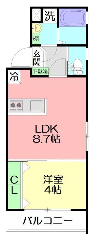 GLANDEAR鎌倉(1LDK/2階)の間取り写真