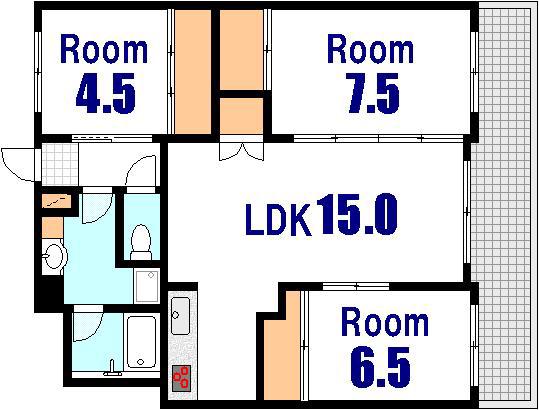 南苑マンション(3LDK/4階)の間取り写真