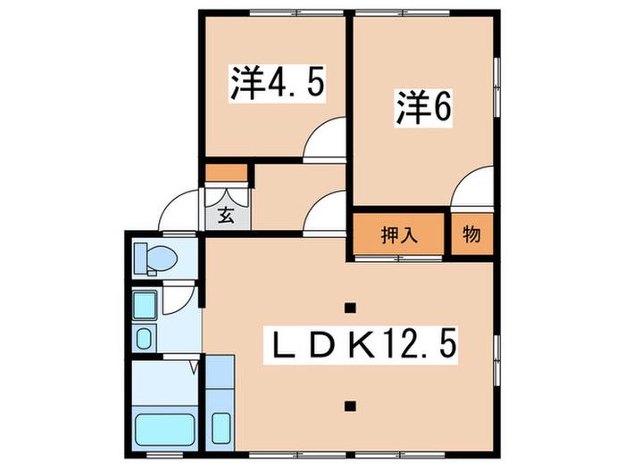グランドピアB(2LDK/1階)の間取り写真