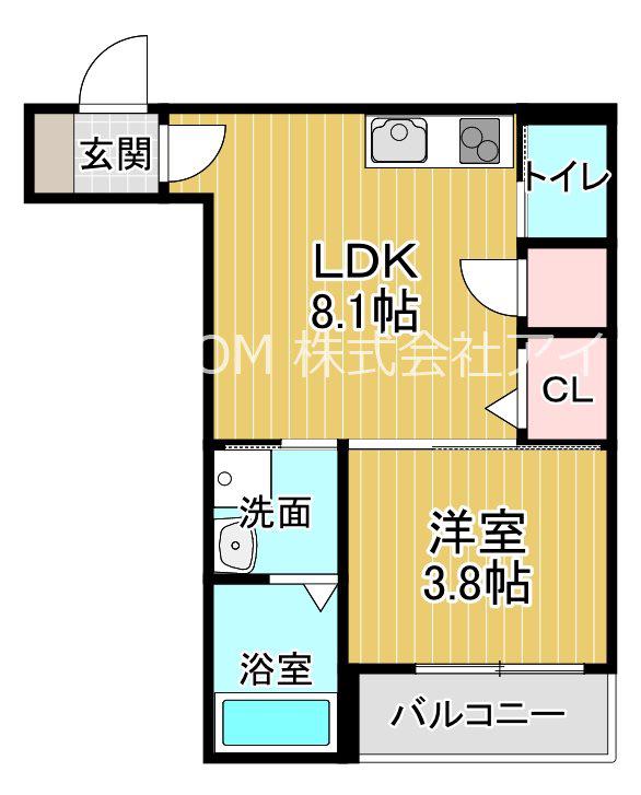 カーザ アヴァンティ南巽(1LDK/3階)の間取り写真