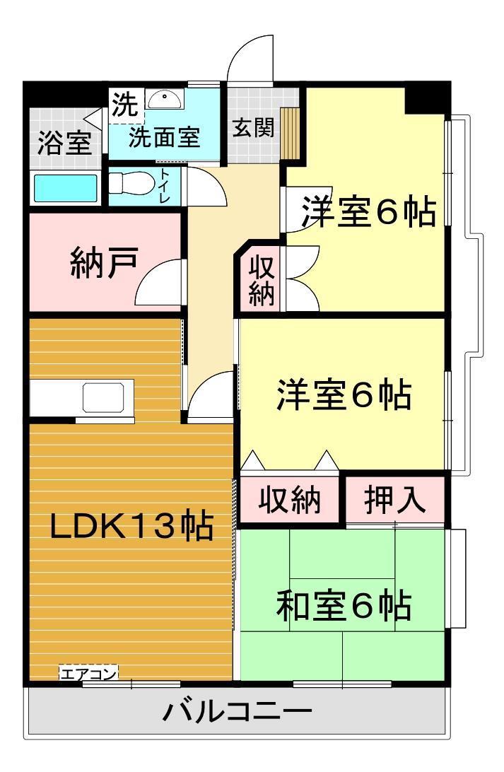 グリーンヒル角倉(3SLDK/4階)の間取り写真